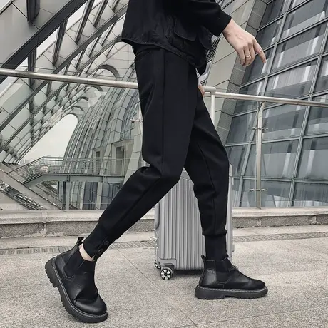 2023秋冬季纯色男士休闲裤男裤裤子运动裤潮流小脚束腿裤潮牌卫裤商品大图