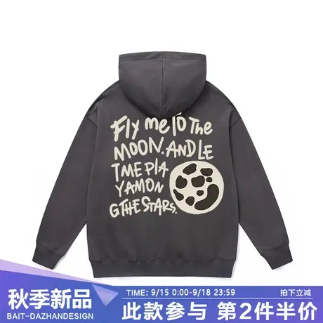 小众美式街头风连帽卫衣男士带我飞向月球休闲潮牌个性宽松外套女商品大图