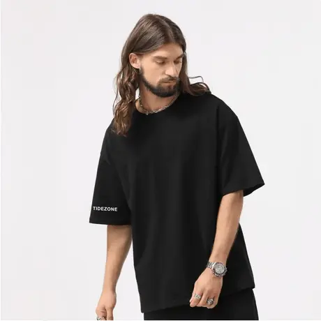 Ohlyah简约潮流重磅纯棉男女同款短袖T恤美式宽松大码青少年半袖商品大图