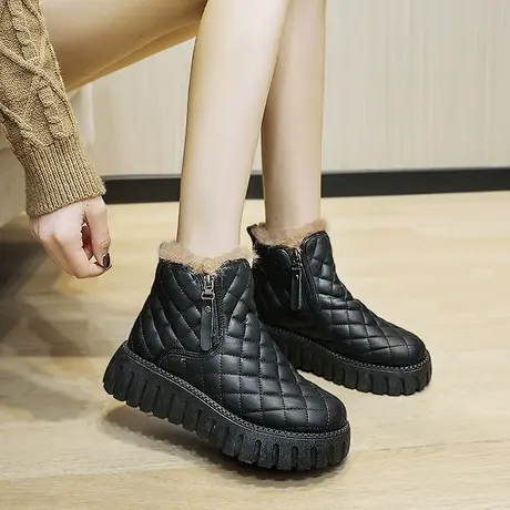 2024新款雪地靴女冬季加绒加厚东北棉鞋皮毛一体防水防滑厚底棉靴图片