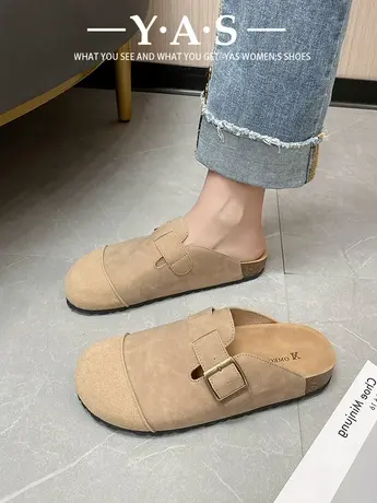 勃肯鞋半拖鞋女新款2024夏季外穿厚底包头博肯单鞋软木拖休闲凉拖商品大图