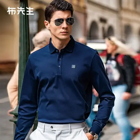 MrBu布先生黑科技液氨纯棉翻领t恤2023秋季三粒扣男士长袖BT12293商品大图