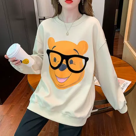 秋冬卫衣外套女2023年秋冬新款加绒加厚小熊中长款宽松遮屁股上衣图片