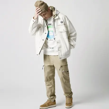 Aape旗舰店男装秋冬猿颜徽章工装口袋字母刺绣束脚长裤6902XXJ商品大图