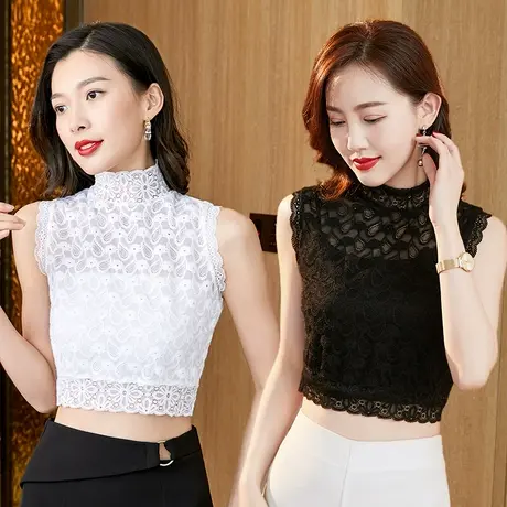 蕾丝打底衫女春秋款衬衫领配毛衣卫衣半高领假衣领白色黑色衬衣领商品大图