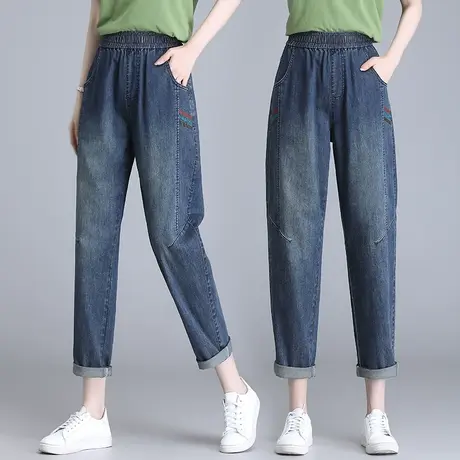 哈伦牛仔裤女2023年新款韩版九分直筒老爹裤夏季高腰显瘦香蕉裤子商品大图