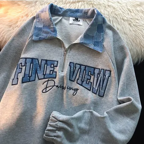 polo领卫衣女2022春秋设计感小众宽松韩版上衣美式复古外套潮ins商品大图