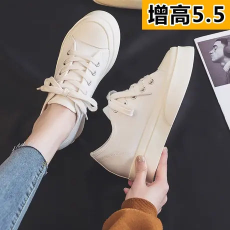 内增高帆布鞋女2023新款春夏季厚底大头鞋韩版百搭潮鞋休闲板鞋子商品大图