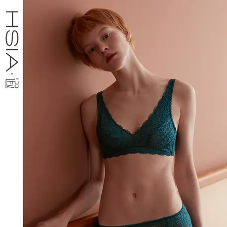 HSIA遐无钢圈软支撑内衣女长三角深V性感蕾丝薄款大胸显小文胸图片