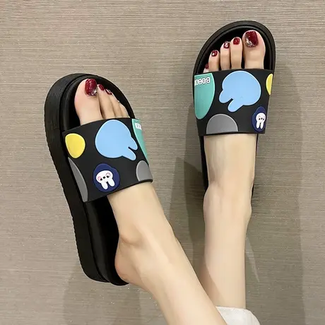 松糕厚底一字拖女夏季ins潮时尚外穿卡通可爱小兔防滑沙滩凉拖鞋商品大图