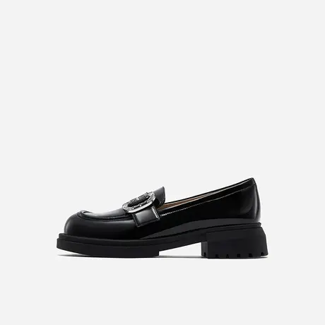 Nine West/玖熙2023年春夏新款厚底乐福鞋女椭圆钻扣学院风女鞋图片