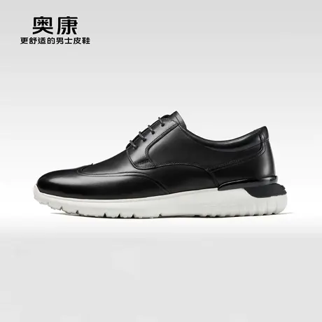 【运动皮鞋】奥康男鞋2024春秋季新款低帮时尚休闲鞋真皮舒适单鞋图片