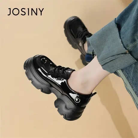 Josiny/卓诗尼厚底单鞋女2024新款春季增高英伦学院风百搭乐福鞋商品大图