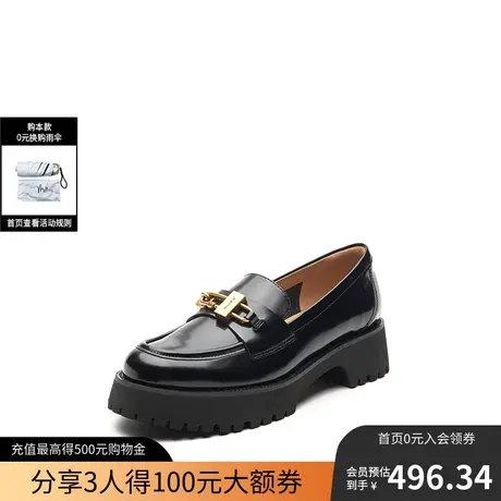 millie's妙丽春季新款牛皮金属锁扣时尚休闲乐福鞋女单鞋SFP16CA2图片