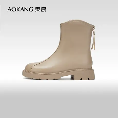【门店发货】奥康女鞋 2023冬季新款复古小众v口切尔西靴时装靴图片