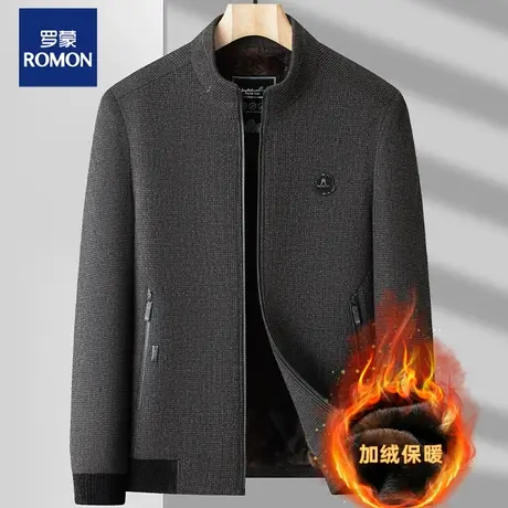 罗蒙中老年外套男加绒加厚爸爸装秋冬款夹克保暖中年男士冬装上衣图片