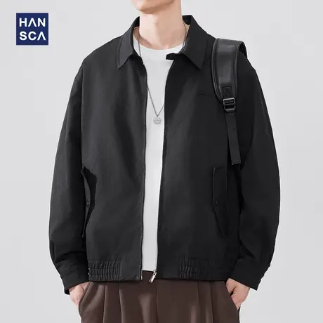 hansca美式复古哈灵顿翻领夹克男士2025新款春季防风宽松休闲外套图片