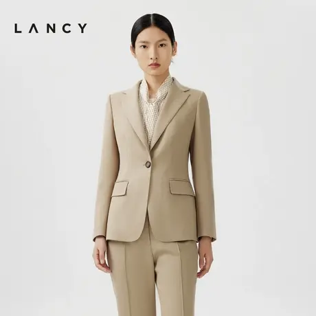 LANCY/朗姿2024春季新款一粒扣丝毛西装外套女通勤商务风西服套装图片