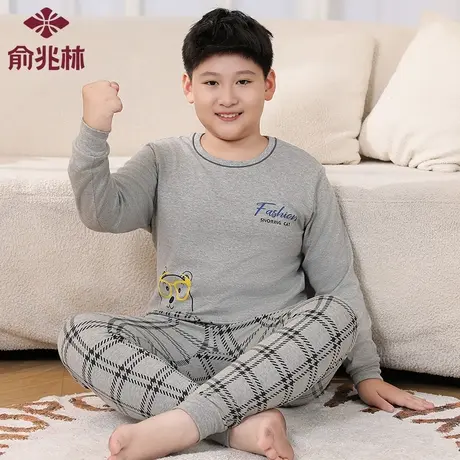 俞兆林中大胖童秋衣秋裤套装男童加肥加大码纯棉睡衣薄款保暖内衣商品大图