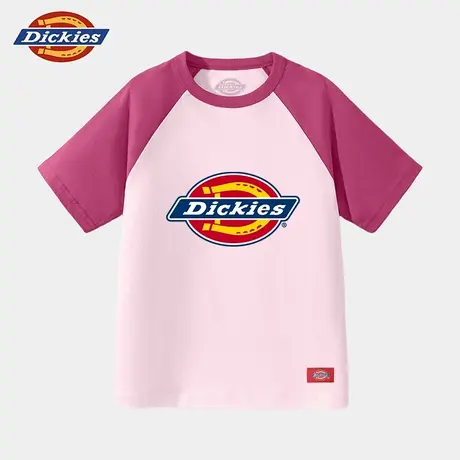 Dickies童装女童短袖t恤女孩2025新款体恤儿童纯棉撞色拼接半袖A图片