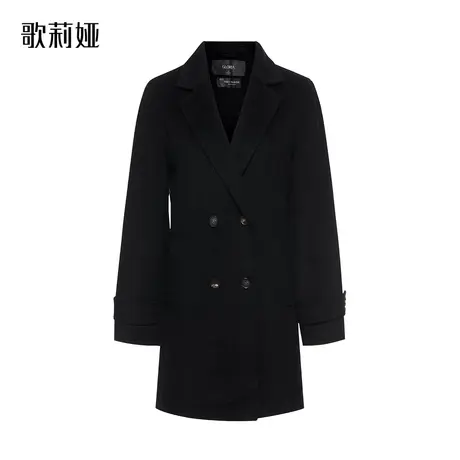 歌莉娅羊绒双面呢大衣女冬季新品黑色西装领外套简约风1ACL6N1H0图片