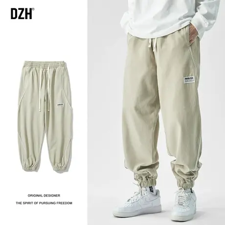 男士卡其色裤子潮牌痞帅炸街男休闲裤男裤秋款2023新款束脚裤男款商品大图