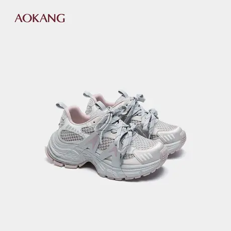 奥康 女鞋2025秋季老爹鞋网面透气双鞋带增高休闲运动鞋门店发货图片