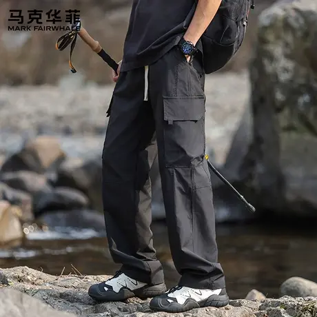 马克华菲美式褶皱伞兵裤男士秋季宽松休闲裤百搭阔腿工装裤子男X图片