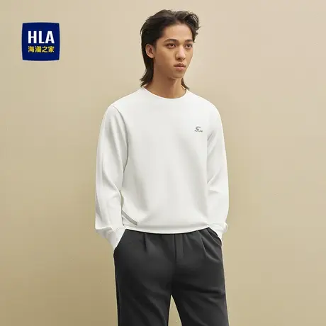 HLA/海澜之家立体硅标卫衣2025秋季新款圆领舒适弹力时尚套头衫男商品大图