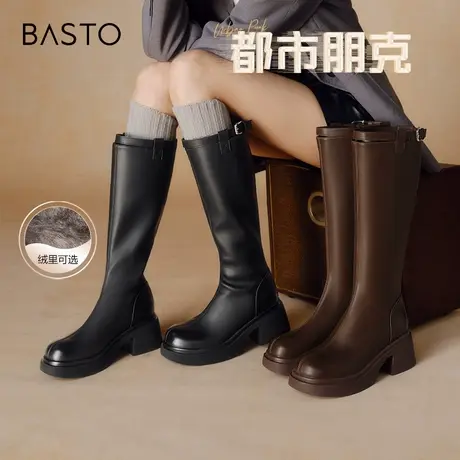 【徐璐明星同款】百思图都市朋克冬商场新款骑士女长靴M5603DG4图片
