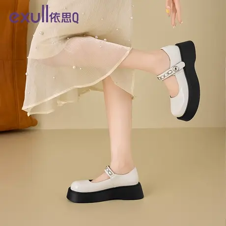 exull/依思Q2025秋新款厚底玛丽珍女鞋英伦舒适单鞋百搭复古皮鞋商品大图