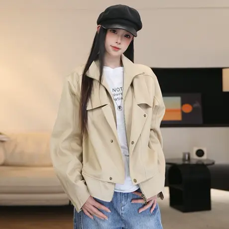 尔给外套秋冬复古小众高级感夹克外套女宽松休闲百搭商品大图