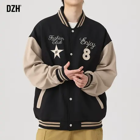 男士黑色棒球服男韩系情侣夹克男装2023春秋新款学院风高级感外套商品大图