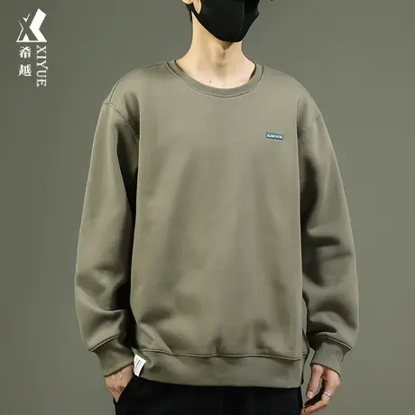320g日系套头卫衣男宽松大码秋季重磅内搭套头打底衫秋冬百搭男装图片