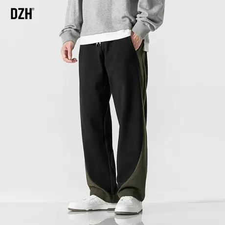 男士拼接裤子男款美式高街2023新款秋季休闲裤直筒宽松垂感运动裤商品大图