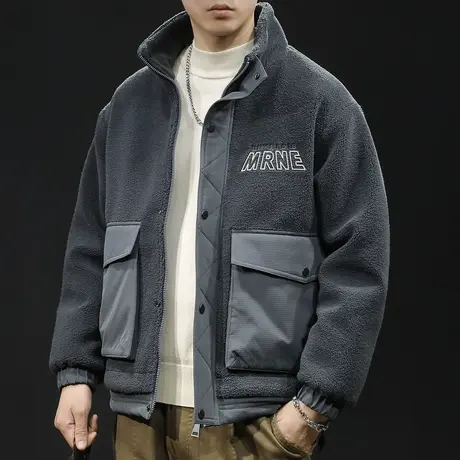 羊羔绒羽绒服男冬季2023新款潮牌大码男士加厚外套短款立领新国标商品大图