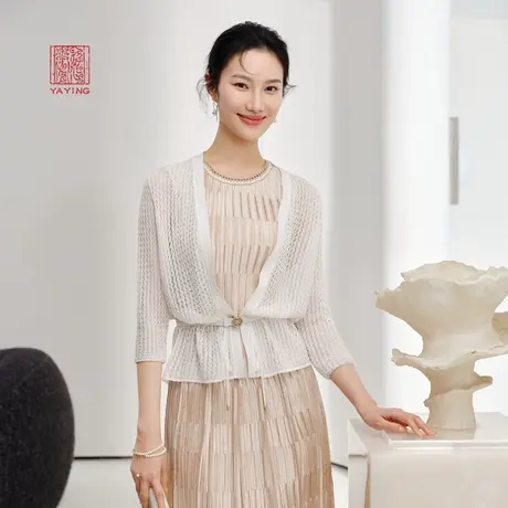 EP雅莹高端系列 镂空空调衫 桑蚕丝外搭罩衫 2023新款9106A商品大图