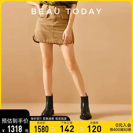 BeauToday厚底马丁靴女2023新款英伦风秋冬季女生中帮皮鞋复古靴图片