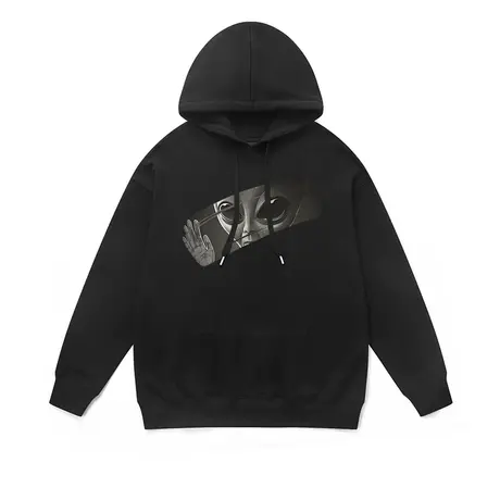 原创小众个性情侣款帽衫你好人类高级感秋冬薄绒基础款连帽卫衣冬商品大图