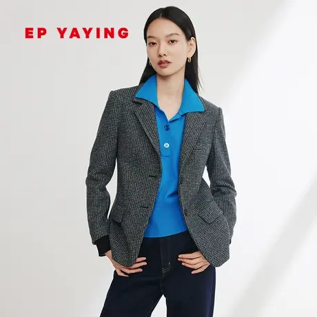 EP YAYING雅莹女装 美利奴羊毛千鸟格西装外套 秋冬商场同款1110A商品大图