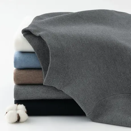 半高领毛衣男秋冬季加绒保暖打底衫一体绒加厚针织衫中领毛衫线衣商品大图