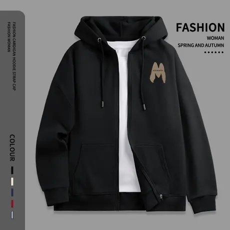 黑色卫衣外套女2023年秋季新款连帽百搭女款上衣春秋宽松薄款开衫商品大图