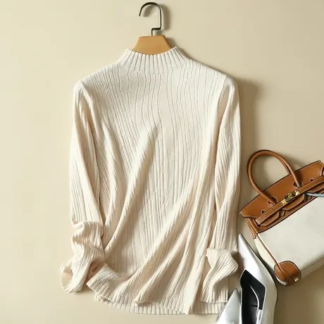 2024春装新款半高领毛衣女套头韩版针织衫非羊绒内搭长袖打底衫女商品大图