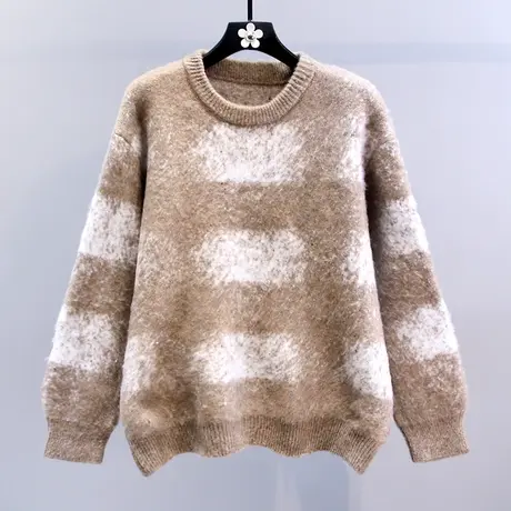 复古慵懒风渐变毛衣女秋冬2023新款宽松加厚高级感软糯套头针织衫商品大图