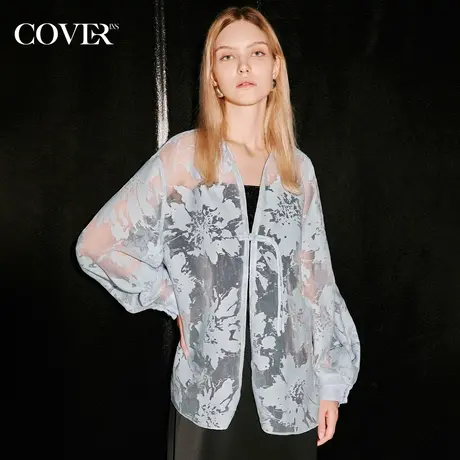 COVER秋季中式剪花盘扣对襟衬衫图片