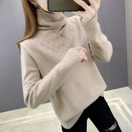 高领毛衣女冬季装2022年新款爆款加厚洋气堆堆领打底衫女秋冬内搭图片