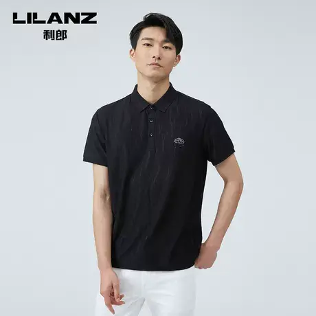 利郎polo衫男夏季商务休闲满版提花冰丝短袖翻领T恤男商品大图