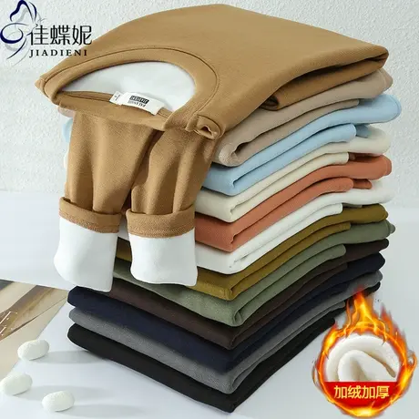 秋冬新款韩版圆领纯色加绒加厚修身不臃肿长袖体恤上衣内搭女打底图片