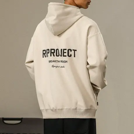 潮牌男装连帽摇粒绒厚款百搭休闲加绒卫衣潮流宽松秋季男装卫衣图片