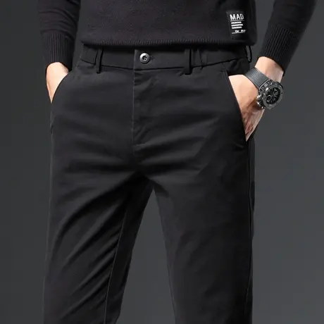 春季纯棉小直筒休闲长裤男士冬季修身小脚春秋款西裤男裤子西装裤商品大图